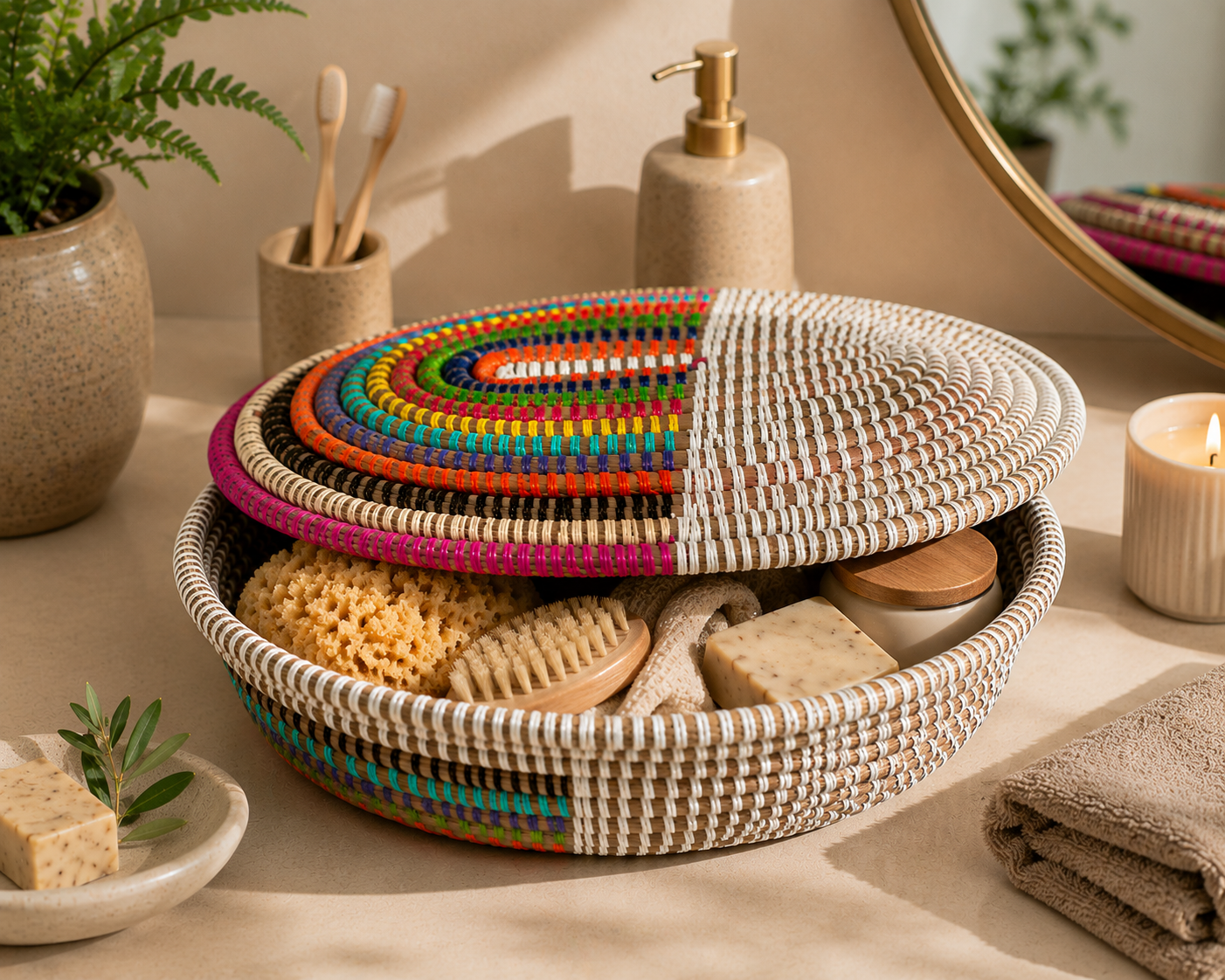 Nburo – Handgefertigter Brot- und Servierkorb aus Senegal