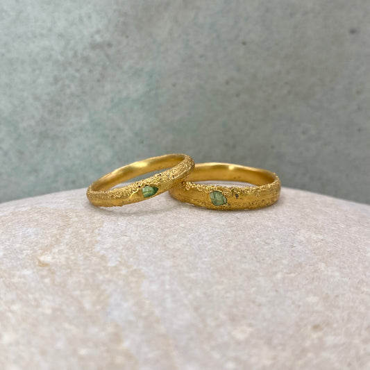 Leray ring – Sand Texture + Sea Glass, handgefertigter Schmuck aus recyceltem Silber von Green Wave Jewellery