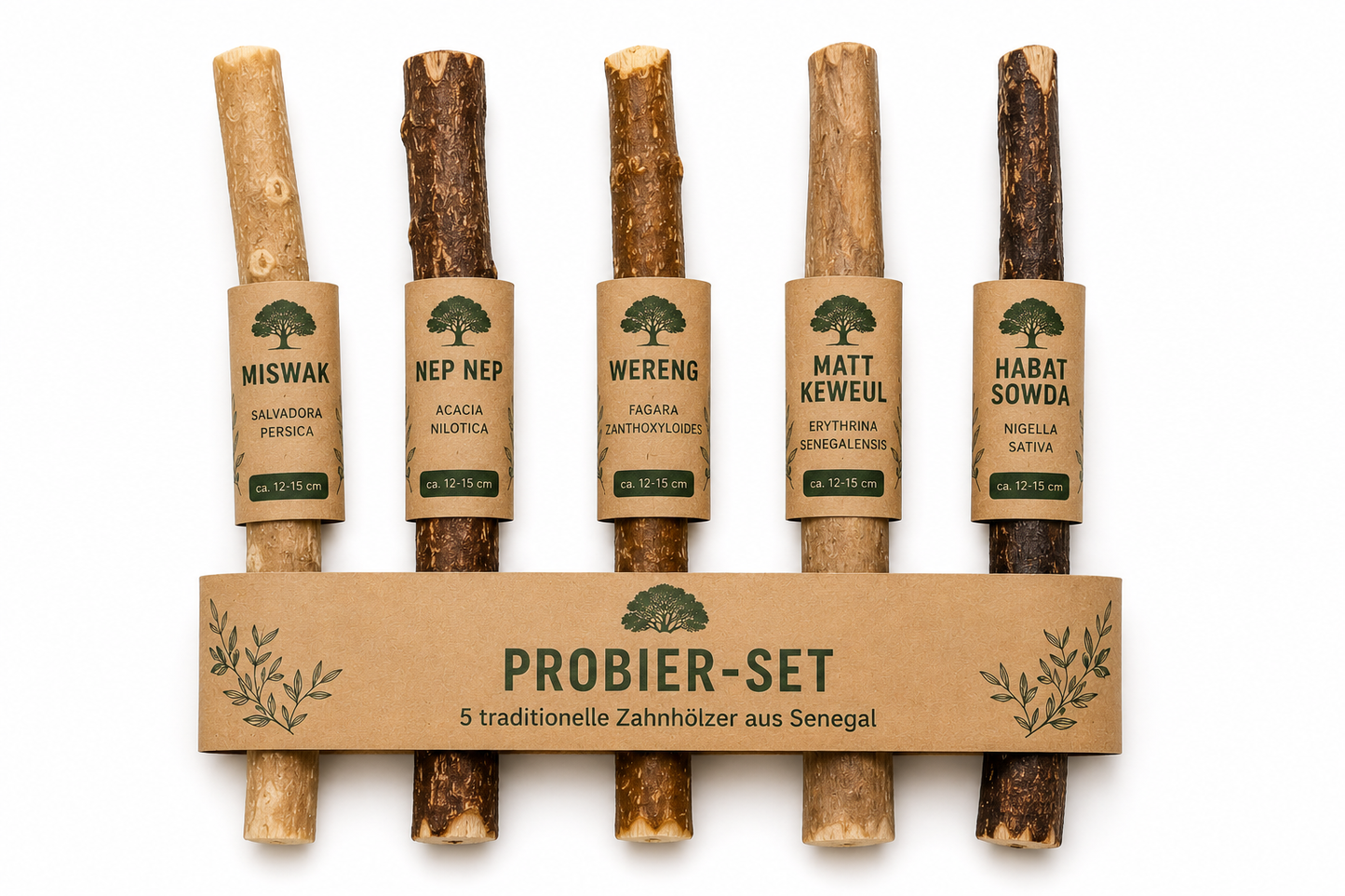 Zahnholz Probier-Set | 5 traditionelle Zahnhölzer aus Senegal