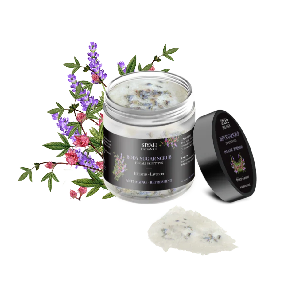 Zucker-Körperpeeling Hibiskus–Lavendel von Siyah Organics