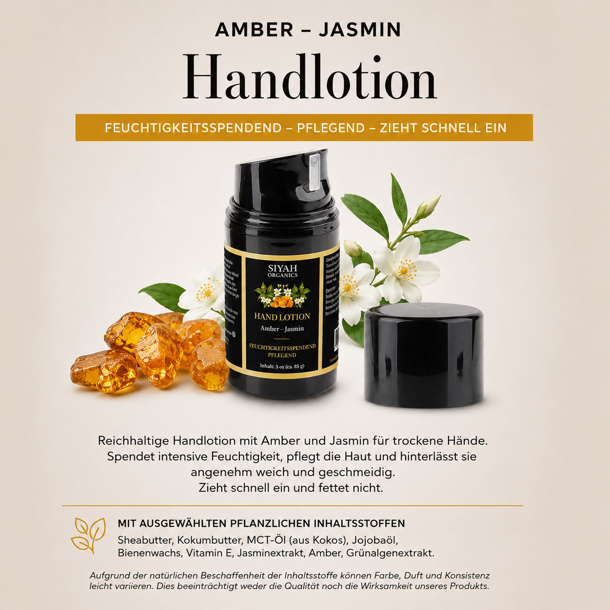 Handlotion Amber & Jasmin | SIYAH Organics