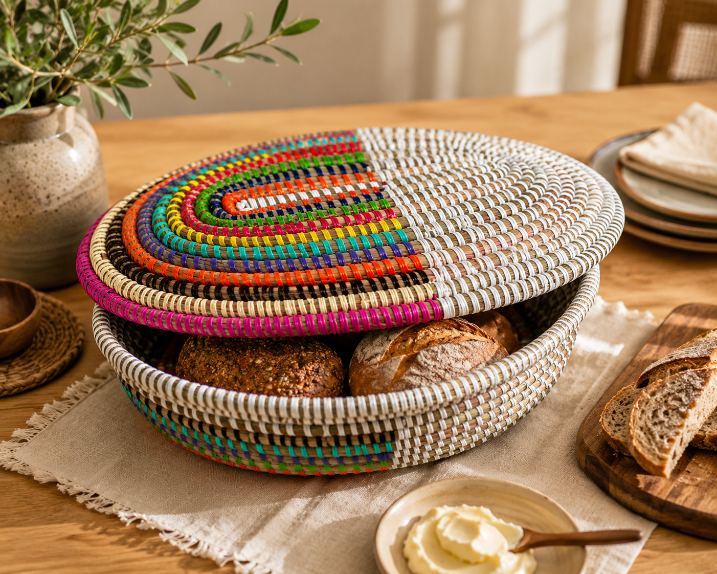 Nburo – Handgefertigter Brot- und Servierkorb aus Senegal