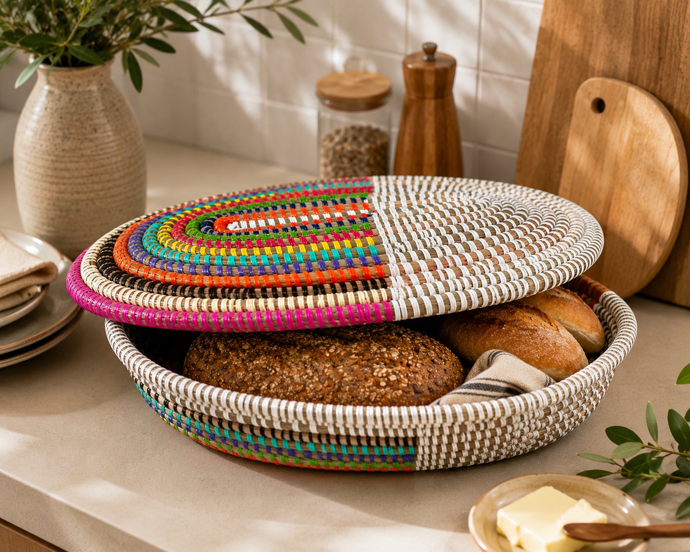 Nburo – Handgefertigter Brot- und Servierkorb aus Senegal