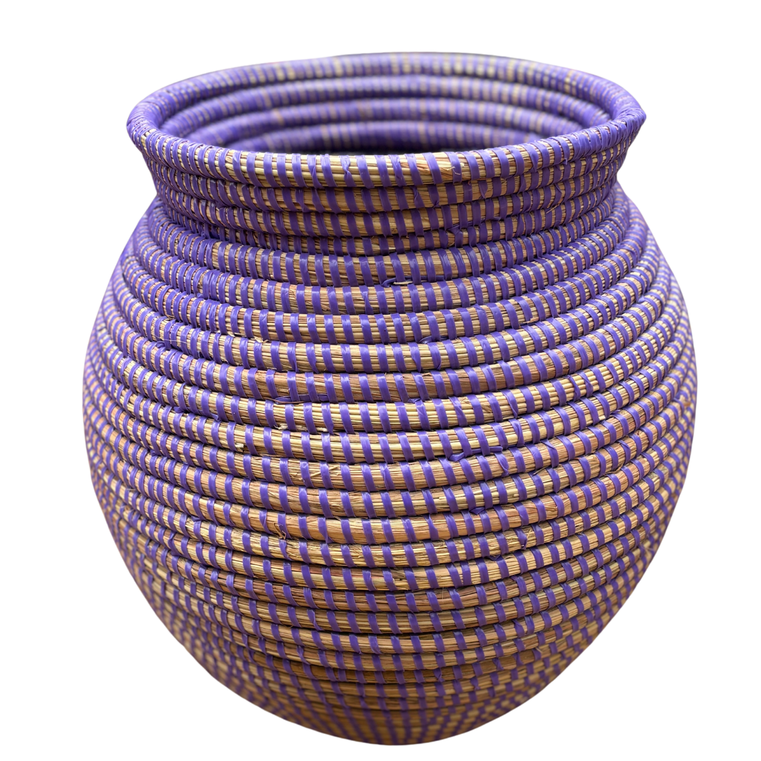 Violetter afrikanischer Aufbewahrungskorb Seereer aus Senegal handgefertigt 28 cm