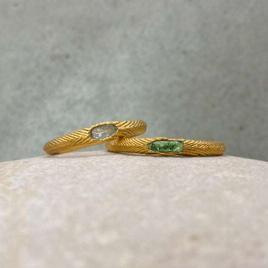 Leray ring – Cuttlefish Texture + Sea Glass, handgefertigter Schmuck aus recyceltem Silber von Green Wave Jewellery
