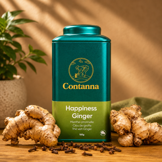 HAPPINESS GINGER – Vitalitäts- und Balance-Elixier | Grüner Tee, Ingwer & Nelke