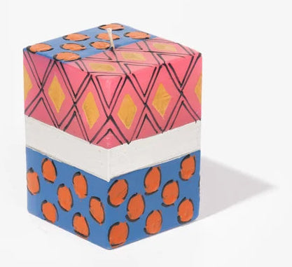 KAPULA Afro Chic – große handbemalte Cube-Kerze aus Südafrika